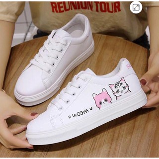 Giày sneaker đế bằng sticker Meow