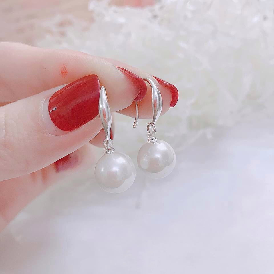 Khuyên Tai Bạc Ta CaoBac Jewellery Cho Nữ Đơn Giản Sang Trọng Mặt Trai Dáng Móc Câu Sang Chảnh Dễ Đeo