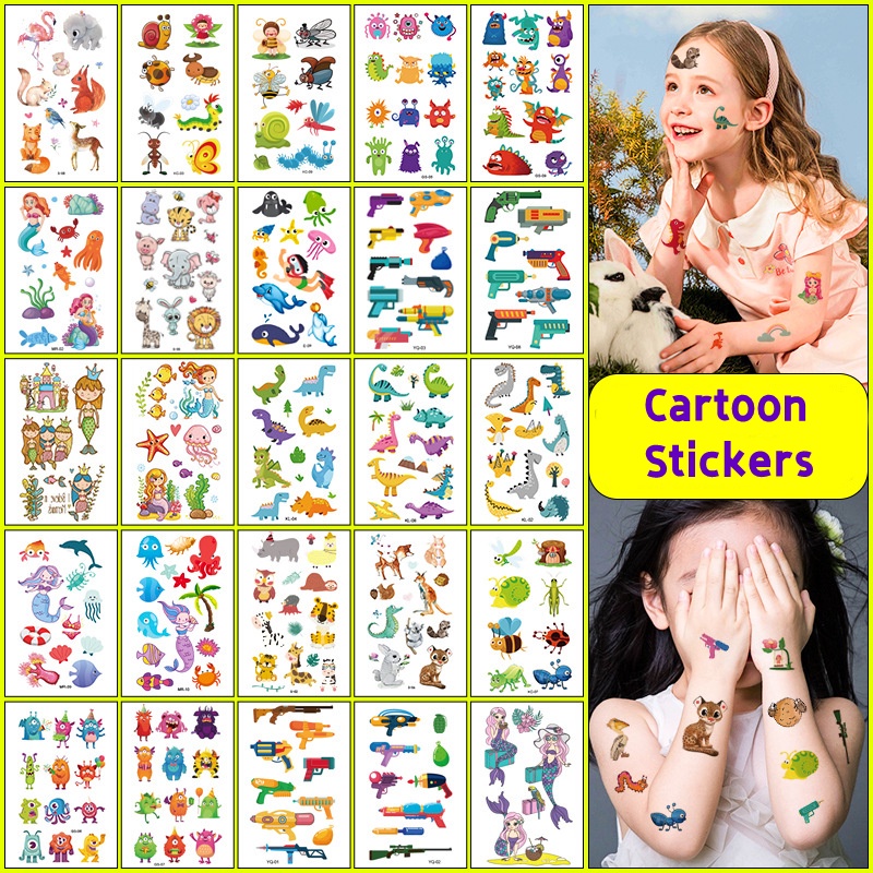 Set 10 Tấm Hình Xăm Dán Họa Tiết Hoạt Hình Nàng Tiên Cá Cho Bé