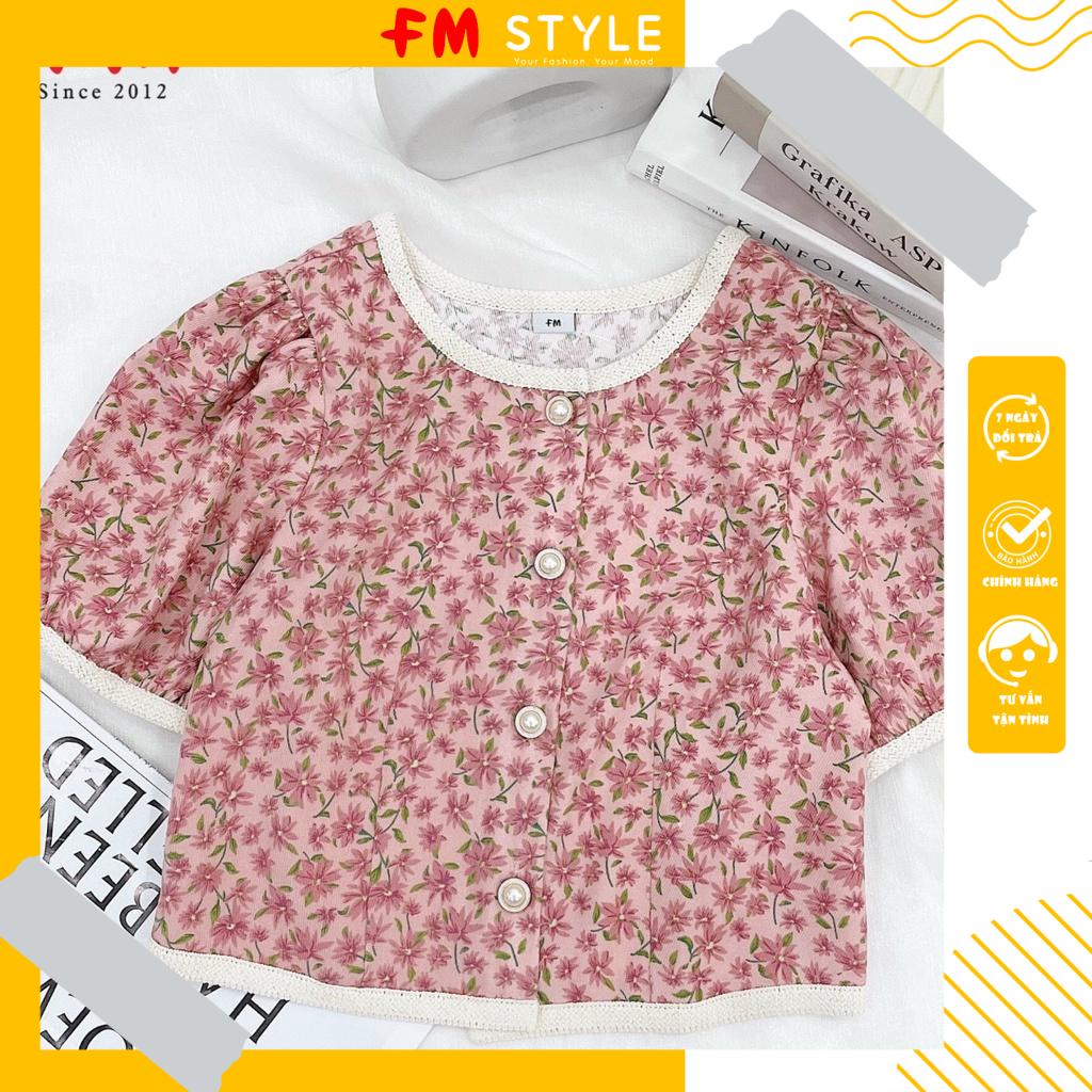 Áo hoa kiểu tay ngắn phối viền nữ FM Style 220108402