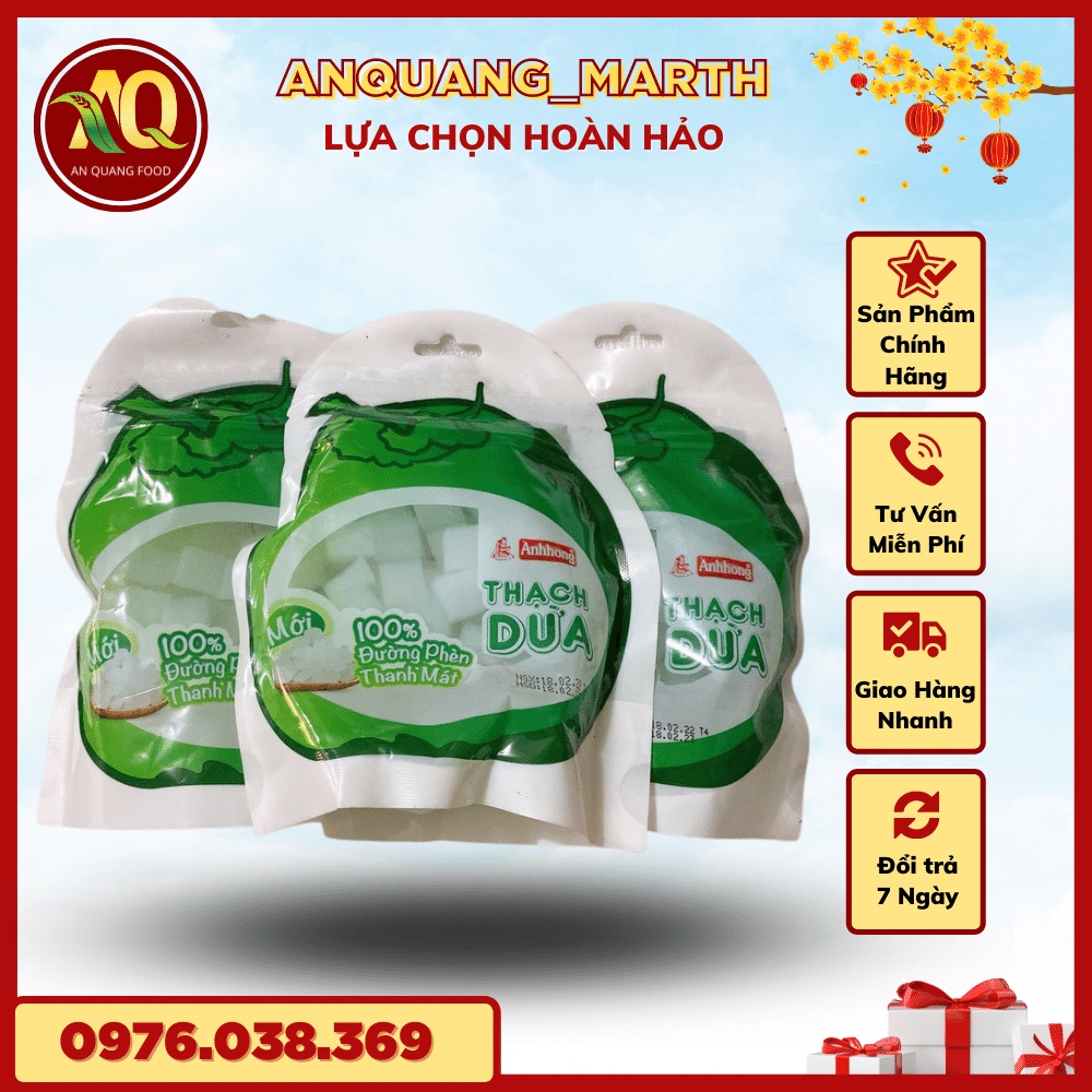 Thạch dừa  ANQUANG_MARTH,thạch túi Ánh Hồng gói 400gr và 900gr-Hàng chất lượng