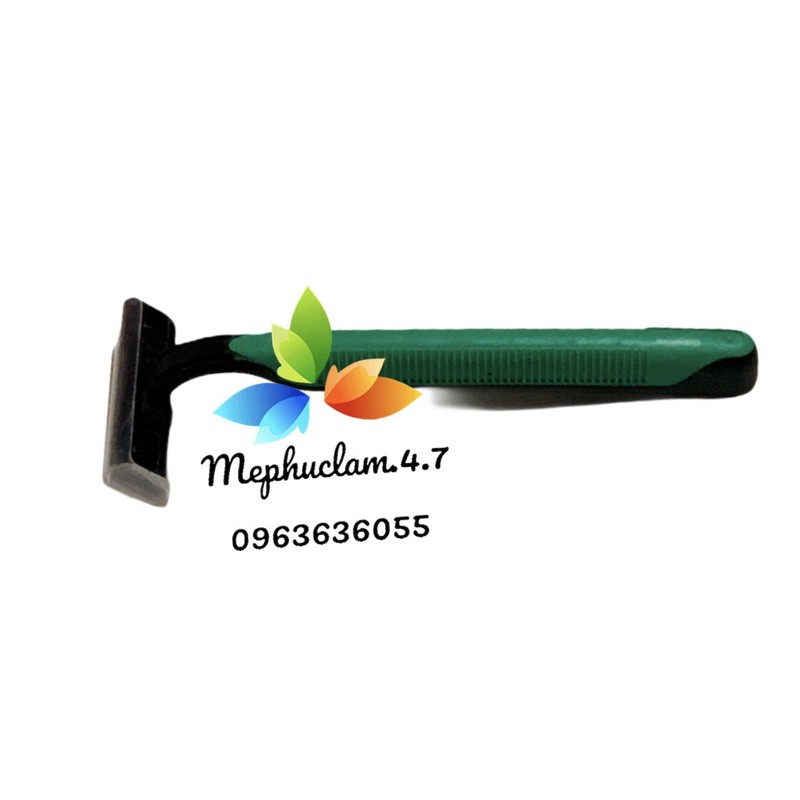 Combo 100 dao cạo râu 2 lưỡi cán cao su xanh lá dùng trong khách sạn, nhà nghỉ, homestay