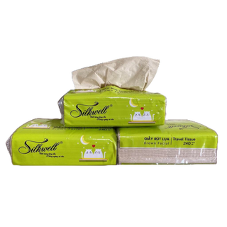 Combo 2 gói khăn giấy bỏ túi 3 lớp Silkwell ( 1 túi 240 tờ )