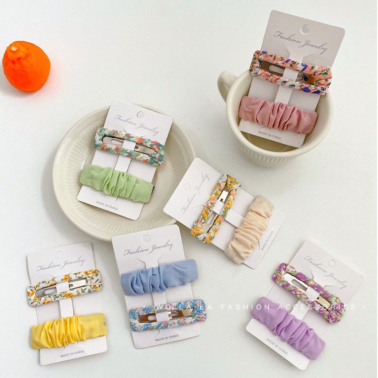 Kẹp Tóc Họa Tiết Hoa Màu Trơn Ngọt Ngào Thời Trang Mới 2021