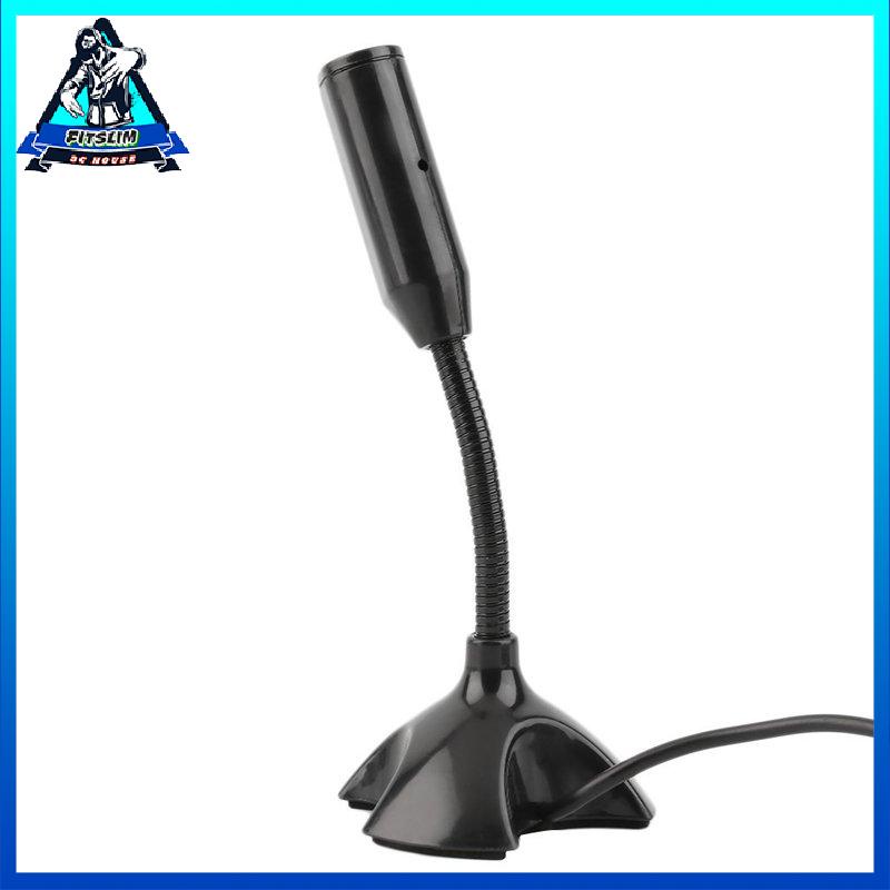 [Fitslim] Black USB Stand Mini Microphone Mic for PC Desktop Laptop Notebook Speech