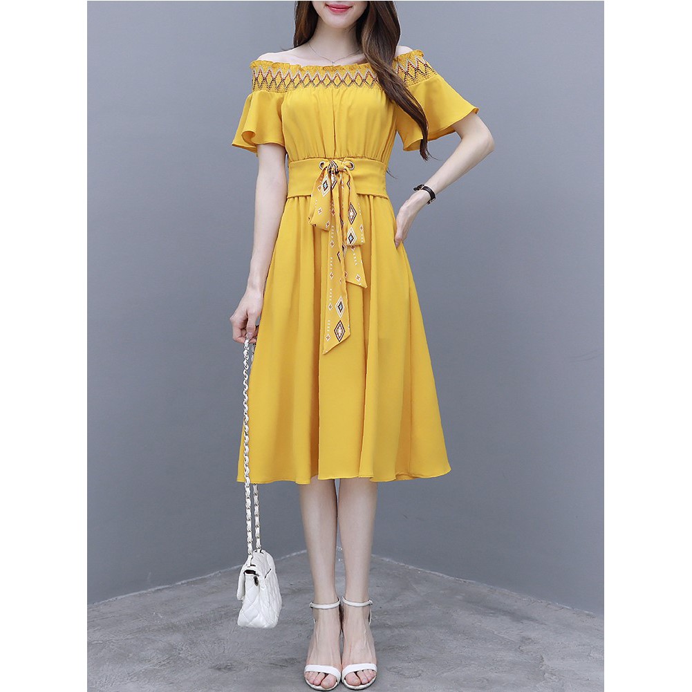 Đầm xòe dự tiệc cổ vuông phong cách trẻ chất vải lụa mịn, mềm rũ, thoáng mát mã 01635