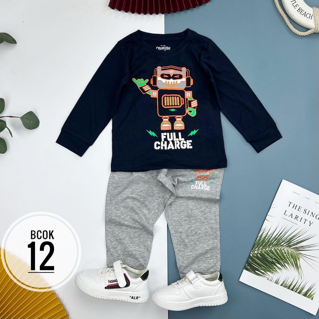 Bộ thu đông bé trai, đồ bộ cho bé trai, chất cotton mềm mát, nhiều màu, size 2-7 - SUNKIDS