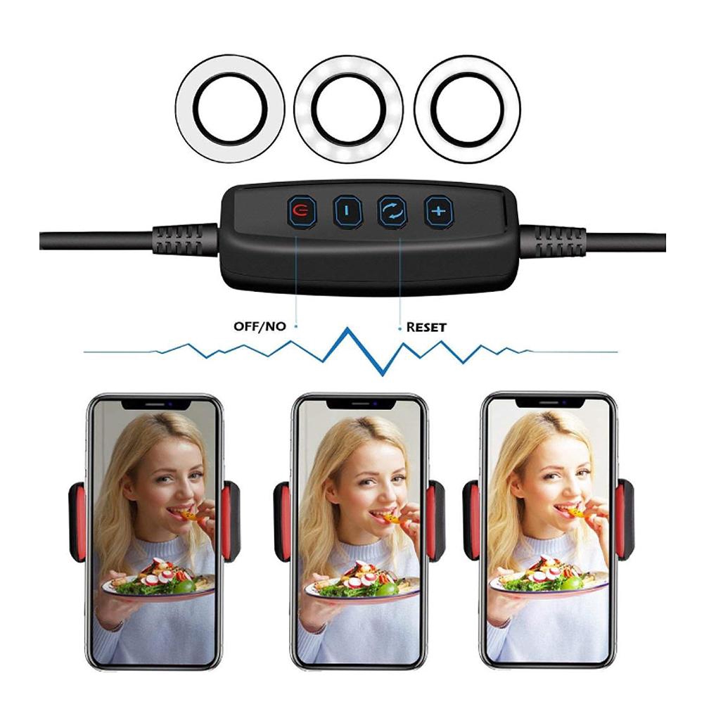 Giá đỡ điện thoại đa năng 2 trong 1 với đèn LED Selfie Ring Light Live Stream cho điện thoại Kẹp giữ giá đỡ Đèn bàn