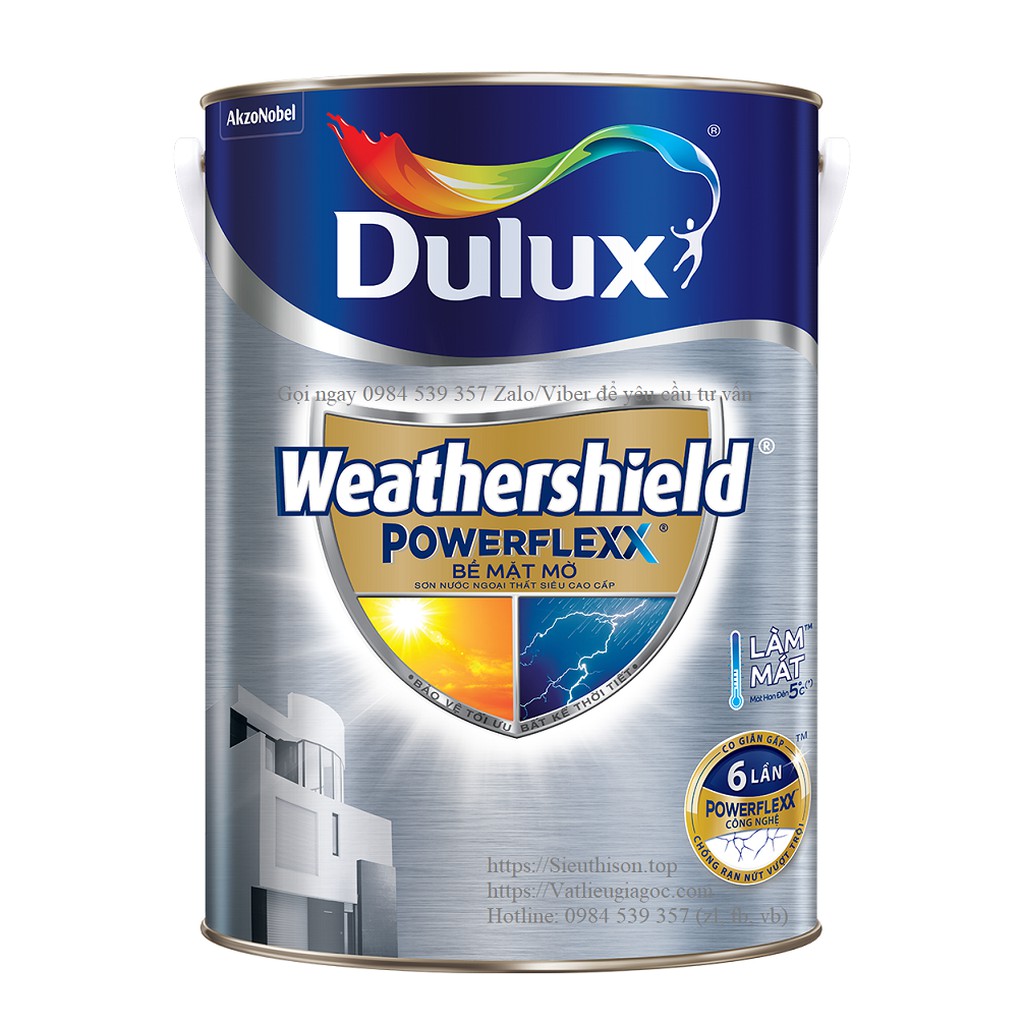 [FREESHIP]+[GIÁ SỈ] Sơn nước ngoại thất Siêu cao cấp DULUX WEATHERSHIELD POWERFLEXX Bề mặt mờ - GJ8 1 lít (màu pha)