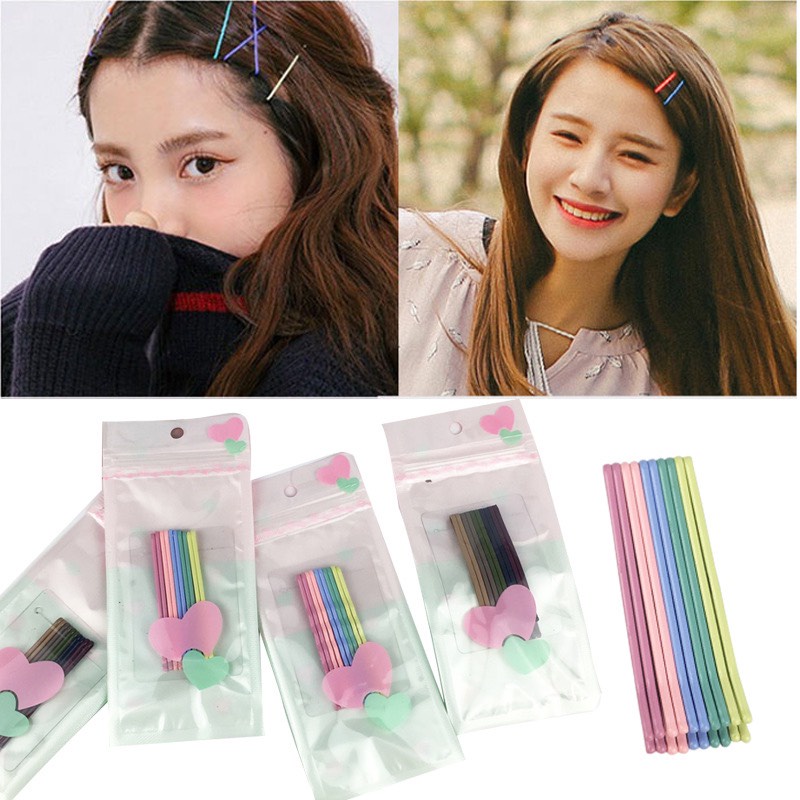 Combo Vỉ 10 Kẹp Tăm Cài Tóc Sắc Màu Cho Nữ  Siêu Xinh