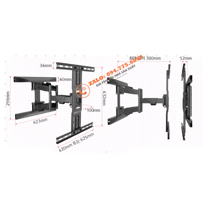 [NEW 2021] Giá Treo Tivi 6 Cánh Tay NB P6 45 - 75 Inch - Xoay Trái Phải Nhiều Góc Độ