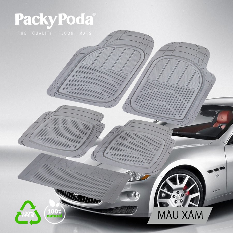 [Mã INCU300 giảm 10% đơn 499K] Thảm Lót Sàn Ô Tô PACKY PODA 8705 Màu Đen 4 Chỗ