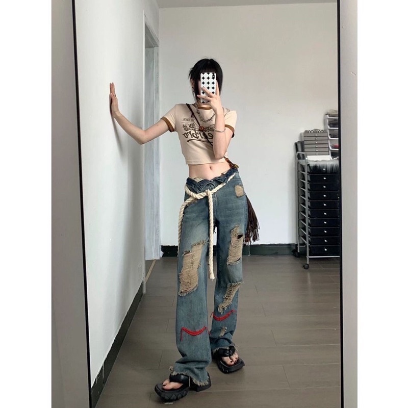 Áo phông crotop buộc lưng, áo phông buộc lưng