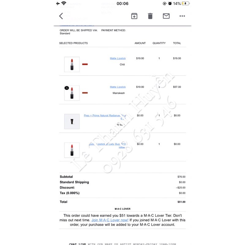 [ORDER ĐỦ BILL] Son Lì M.A.C Matte Lipstick | BigBuy360 - bigbuy360.vn