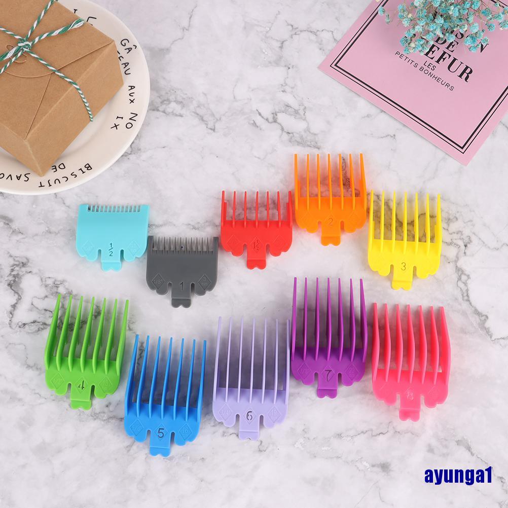 (ayunga1) 10pcs Barber Shop Styling Comb Sets Clipper Hair Limit Comb Trimmer Attachment