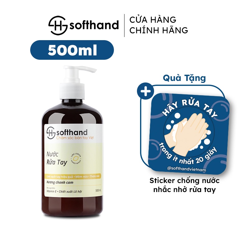 Nước rửa tay Softhand Chanh Cam 500ml xà phòng rửa tay tạo bọt sạch khuẩn dưỡng ẩm