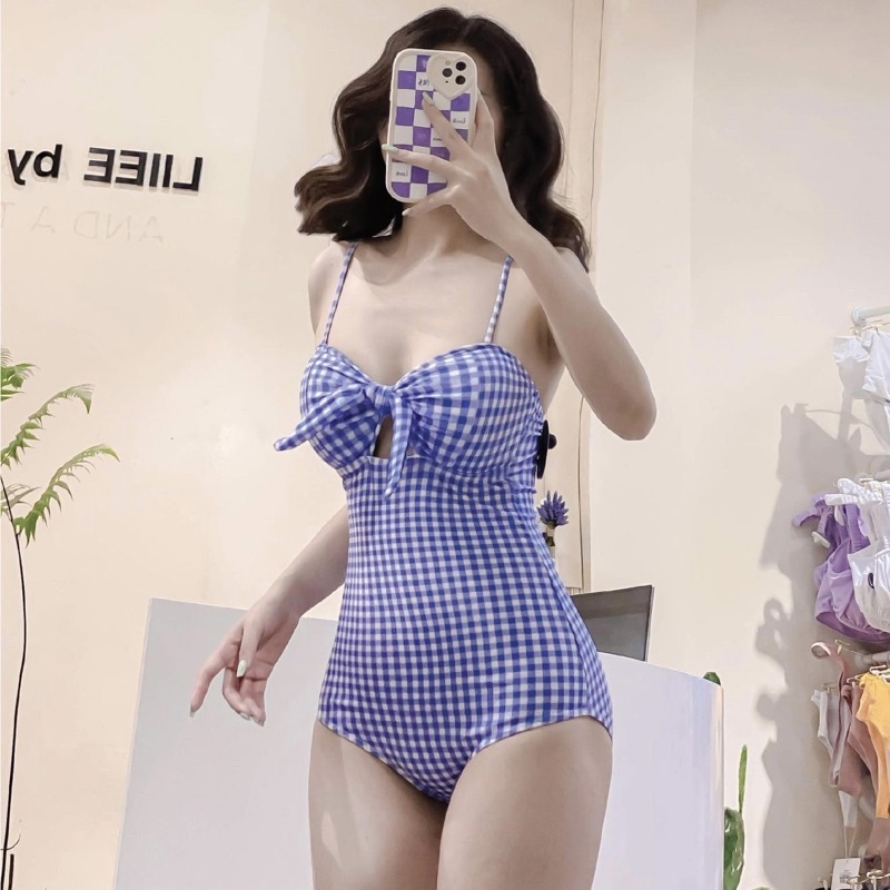 Đồ bơi nữ liền thân một mảnh caro, Bikini thắt nơ gợi cảm CiCi