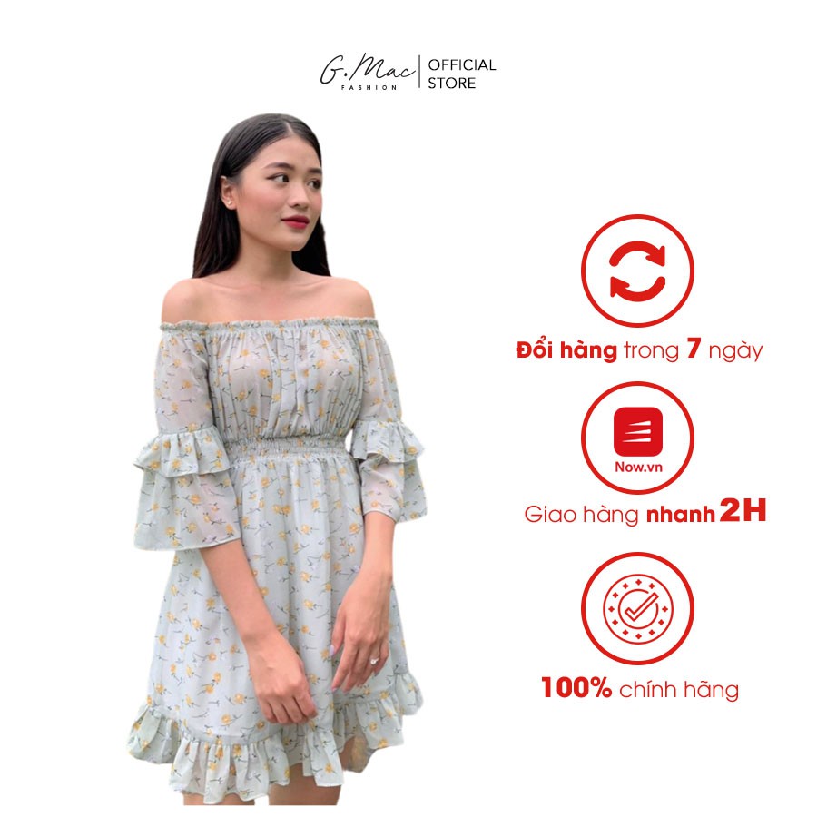 [G.Mac Fashion Mã 0520DADAXA] Đầm hoa voan hở vai dành cho nữ