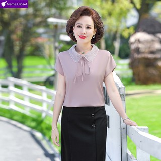 #C048 ÁO VOAN HỌA TIẾT NƠ CỔ QUÝ PHÁI CHO NGƯỜI TRUNG NIÊN, CHẤT VẢI THOÁNG MÁT, MẪU MỚI NHẤT 2021. QUÀ TẶNG MẸ XINH XẮN