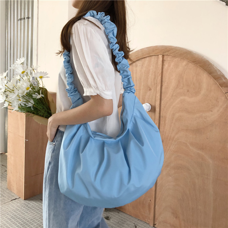 Túi Đeo Vai Bằng Nylon Canvas Cỡ Lớn Thiết Kế Xếp Ly Dành Cho Nữ IELGY