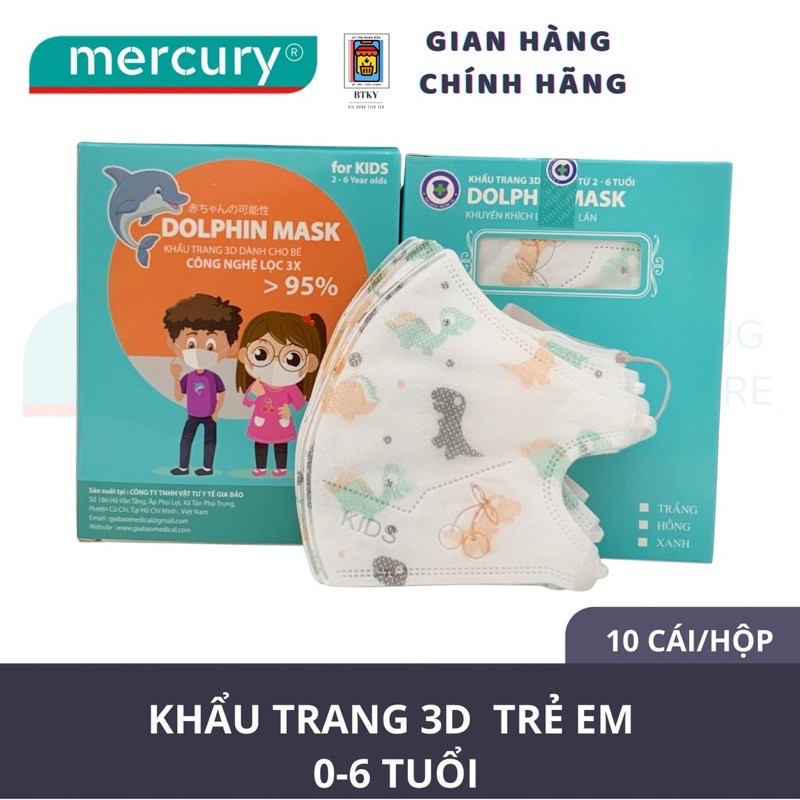 Khẩu trang 3D DOLPHIN MASK hoạ tiết khủng long dễ thương - DÀNH CHO BÉ TỪ 6 TUỔI TRỞ XUỐNG | BigBuy360 - bigbuy360.vn