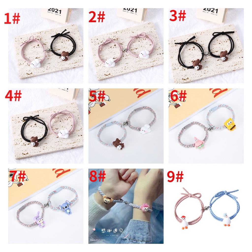 Vòng đeo tay mặt gấu hoạt hình dễ thương có nam châm làm quà tặng dành cho cặp đôi
