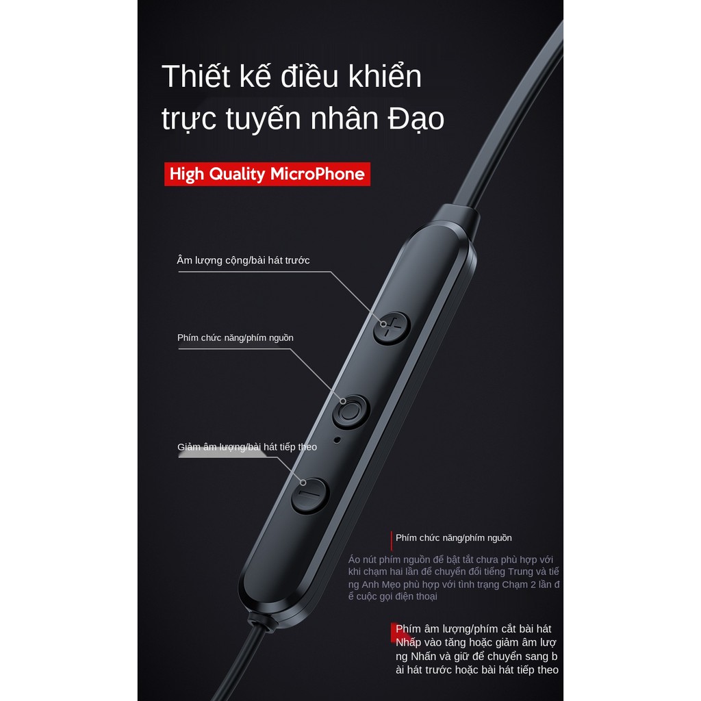 dd8Tai Nghe Bluetooth Không Dây Cổ Dây Thể Thao, Tai Dài Chờ Thời Lượng Pin Tai Nghe Nghe Bài Hát Dành Cho XiaomivivoApp