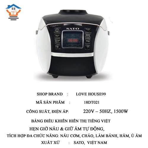 Nồi Cơm Điện Tử SATO 18DT021 1.8L Bảo Hành 12 Tháng