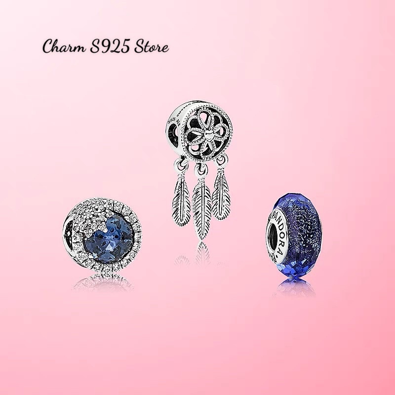 combo 3 hạt charm pan xanh trắng bạc s925 cao cấp