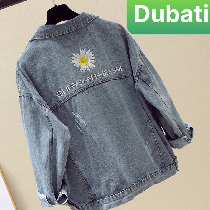 ÁO KHOÁC JEAN CHẤT BÒ NAM NỮ CHỐNG NẮNG HOA CÚC HÀN QUỐC CHẤT MEN NGẦU - DUBATI FASHION