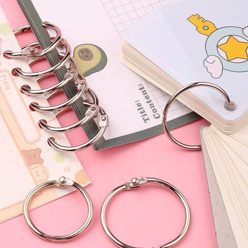 (Sỉ Đủ Size) Combo 100 Khoen Tròn Inox Flashcard Đóng Gáy Sách, Album, Lịch Tết - Khoen Móc Vòng Còng Đóng Sổ, Sổ Tay
