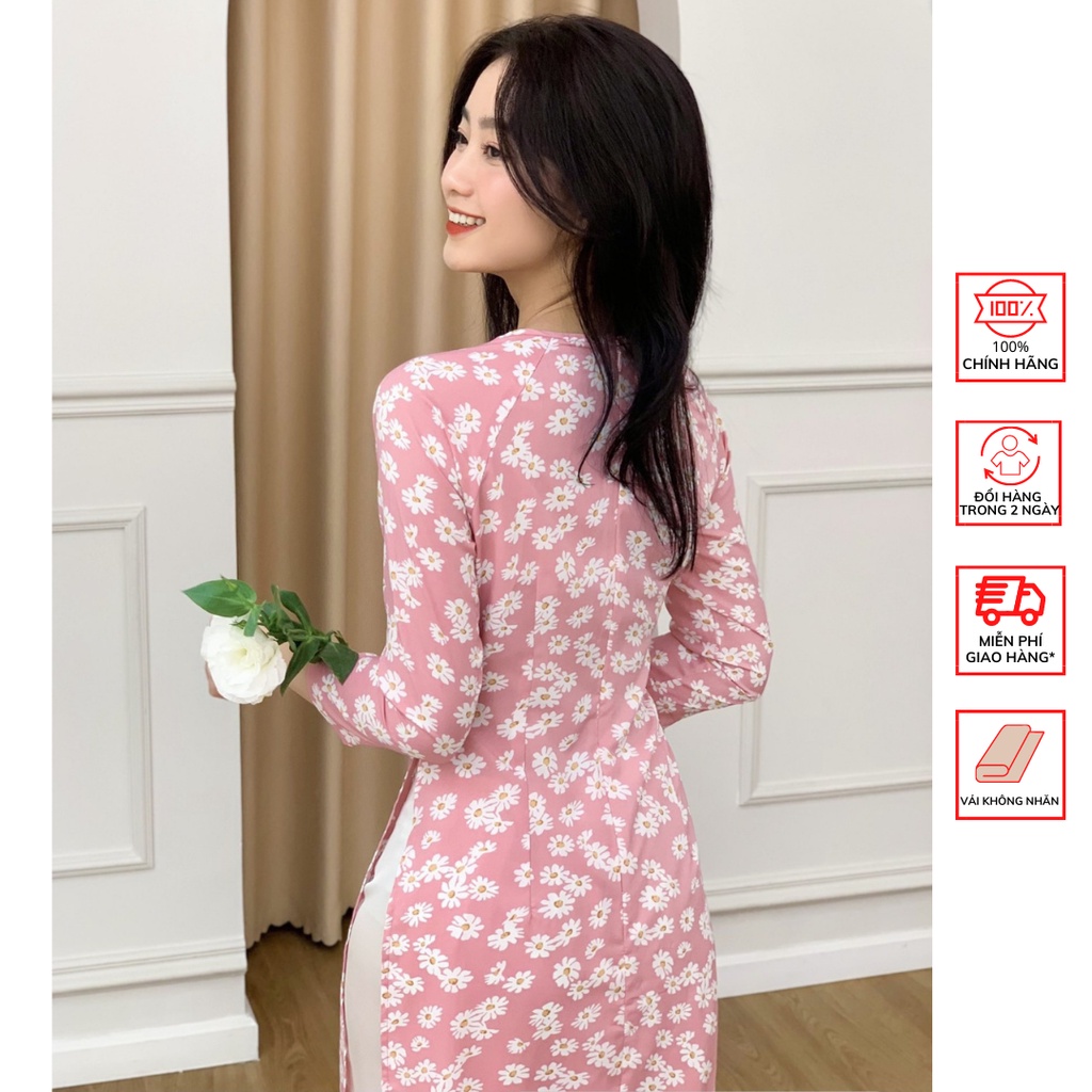 Áo dài FOR HER Hoa Cúc Hồng AD01576