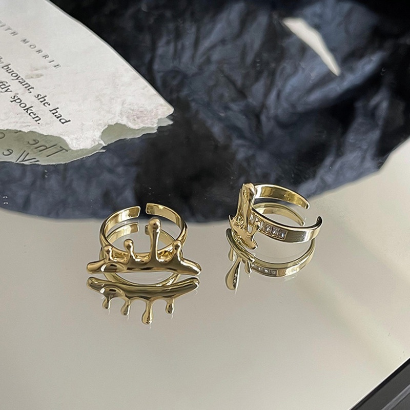 Nhẫn Hở Đính Đá Zircon Phong Cách Harajuku Thời Trang