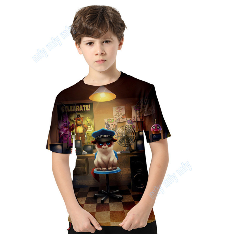 Áo Thun Tay Ngắn In Hình Five Nights at Freddy 'S Cho Trẻ Em