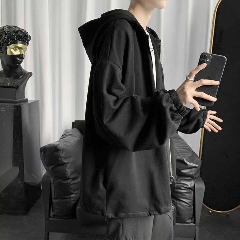 Áo Khoác cardigan Tay Dài Màu Trơn Dáng Rộng Thời Trang Thu Đông Cho Nam