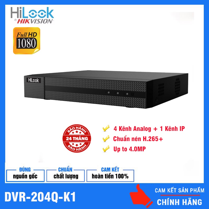 [CHÍNH HÃNG] Đầu ghi hình TVI-IP 8 kênh/ 4 kênh HILOOK DVR-208Q-K1(S)/ DVR-204Q-K1(S) Upto 4MP