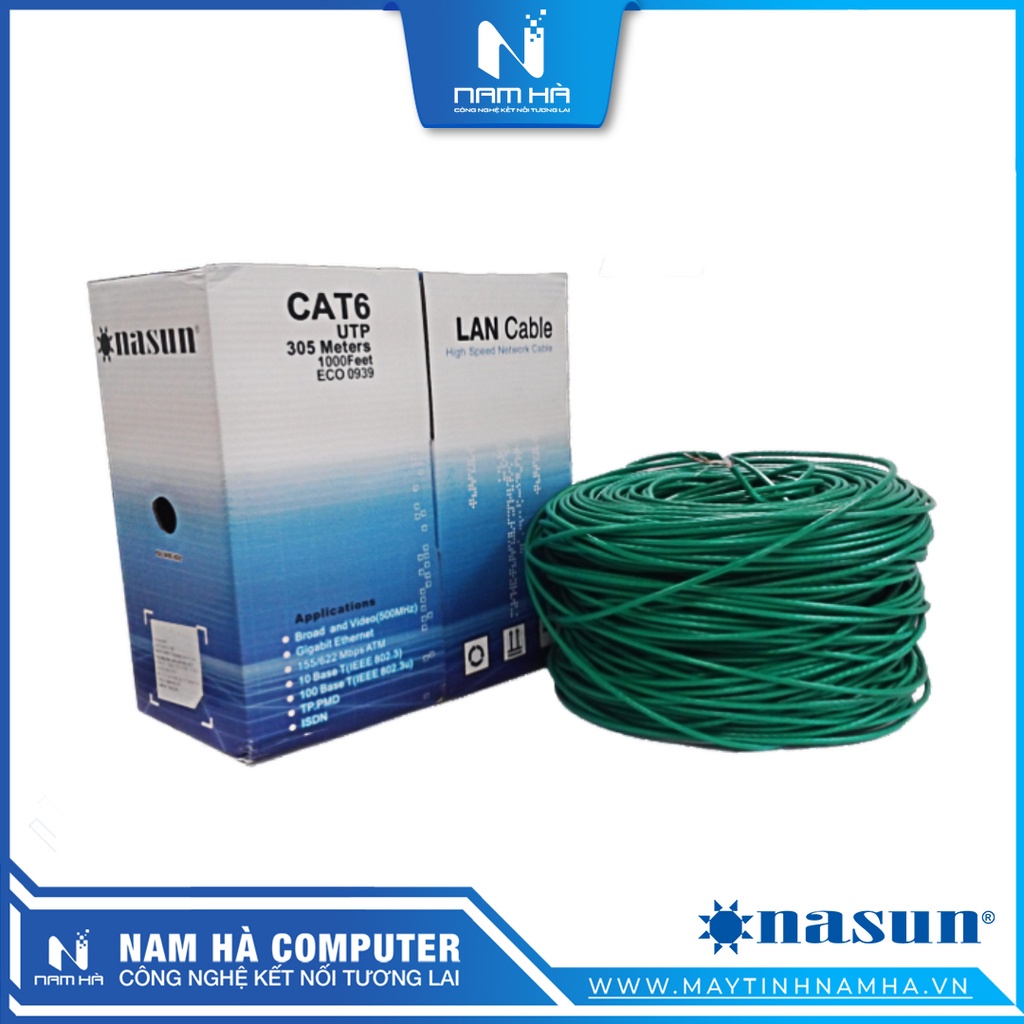 Dây mạng ngoài trời 4 lõi có dây cường lực, dây mạng cat6 Nasun Vỏ chống chuột Cuộn 100M