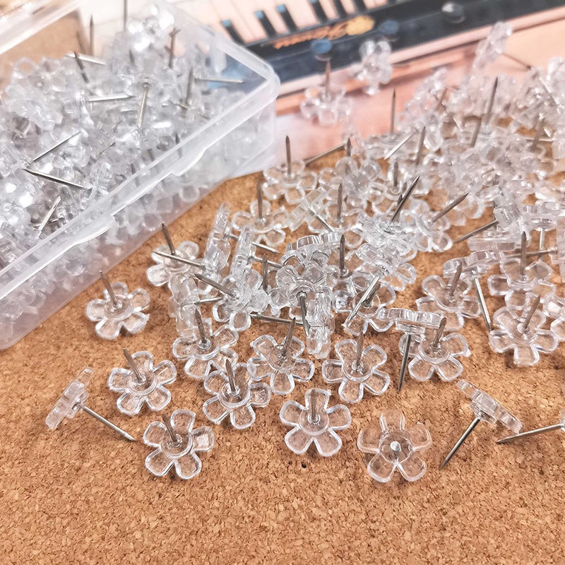 100 Đinh Ghim Trang Trí Hình Hoa Bằng Nhựa PVC Trong Suốt