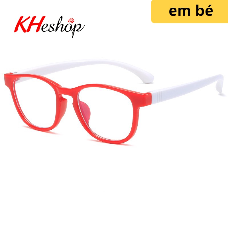 Kính trẻ em gọng Silicone dẻo bền, chống ánh sáng xanh cho bé trai bé gái,  2-11 tuổi mã Y3101