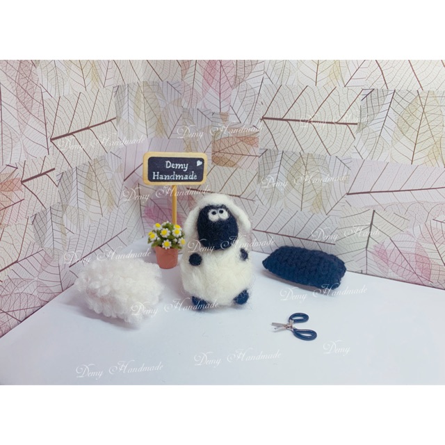 (Hình thật) Cừu lông xù Shaun the Sheep xinh xắn - Thú len chọc - demy handmade