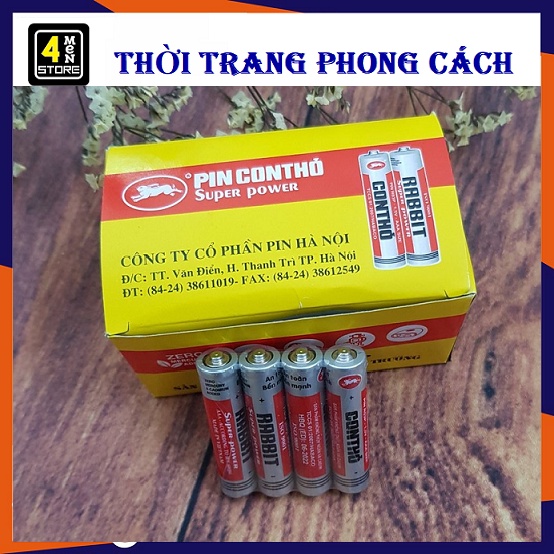 Hộp 40 viên Pin Con thỏ 3A - Pin đũa Con Thỏ Rabbit R03P 1,5V AAA - 1 hộp 40 viên pin con thỏ 3A