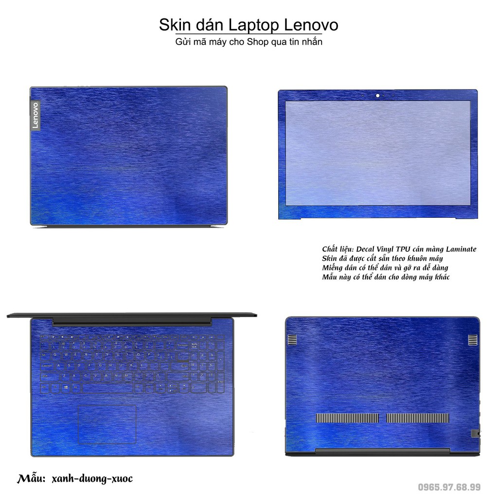 Skin dán Laptop Lenovo màu xanh dương xước (inbox mã máy cho Shop)