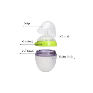 Bình Sữa Comotomo 150ml /250 ml, Núm Silicon Siêu Mềm Cho Bé