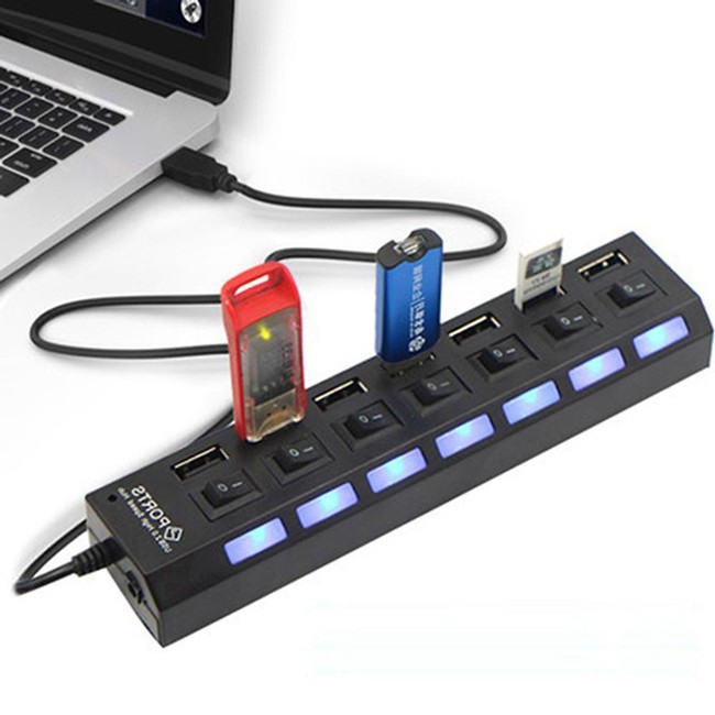 Hub usb chia 1 ra 7 cổng usb có đèn - hub usb 7 port 01