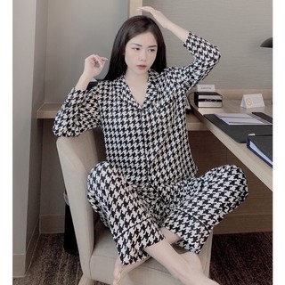 Freesize <60kg đồ bộ pyjama-đồ bộ mặc nhà cực Xinh chất Lụa hàn, lụa manggo Cao Cấp