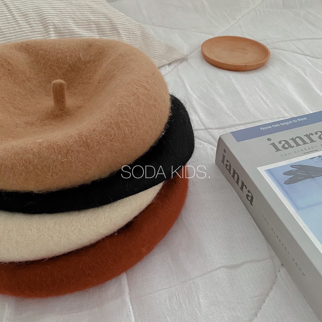 Mũ nồi cho bé dạ trơn 4 màu (Ảnh thật)