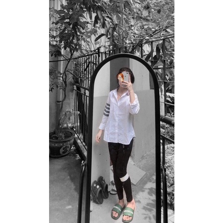 Áo sơ mi Thoms Browne viền cổ vạch tay