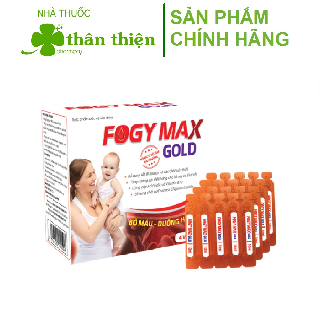 Fogy Max - Sắt III dạng nước cho bà bầu, người thiếu máu do thiếu sắt, dễ uống không nóng (20 ống)