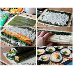 Combo 5 món kimbap hấp dẫn ( Rong biển 10 lá, Củ cải vàng, xúc xích, mành tre, thanh cua)