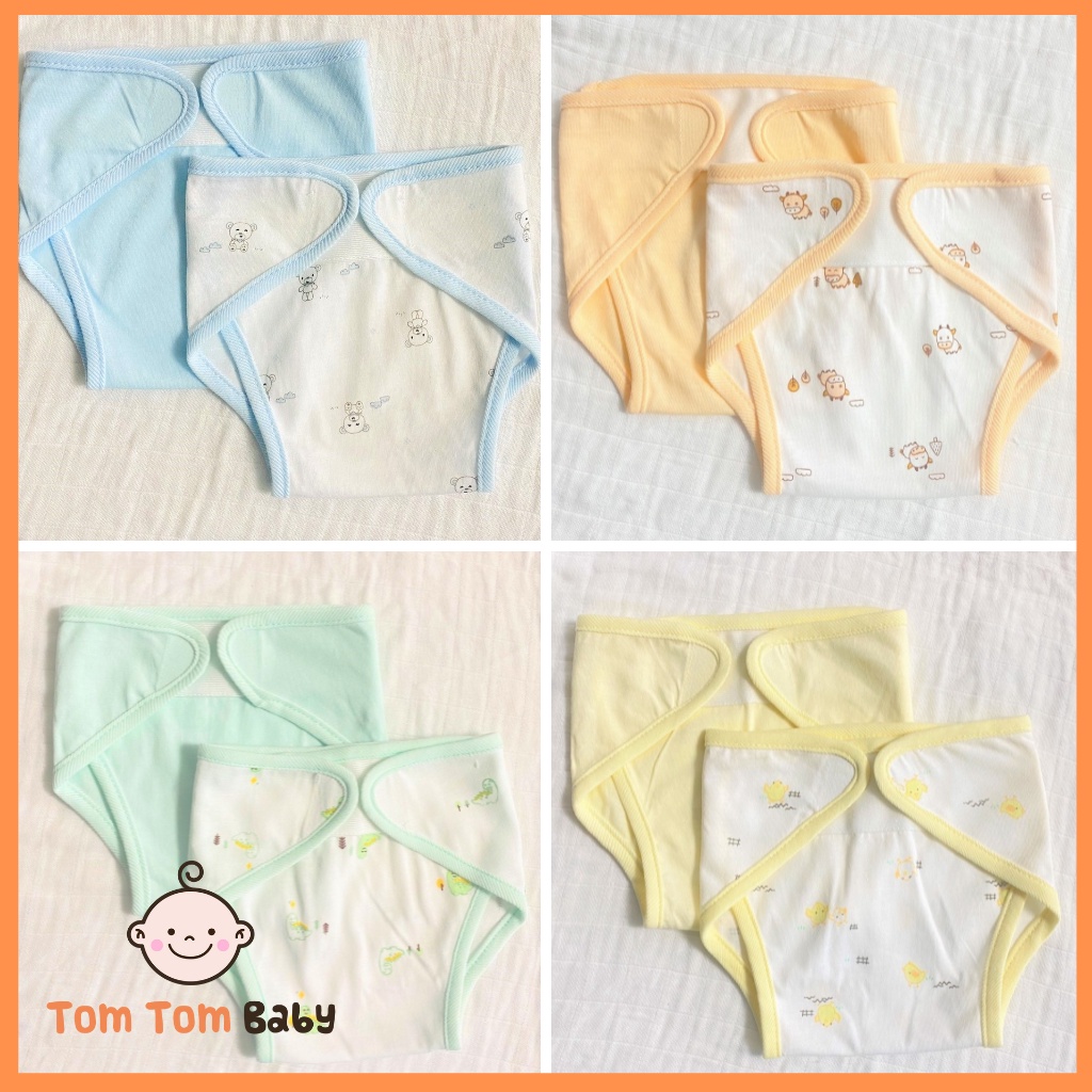 Set 2 tã vải sơ sinh cotton Sweetie | Size 1,2,3 cho bé sơ sinh - 9kg | Miếng dán bo viền, chất vải mềm mịn